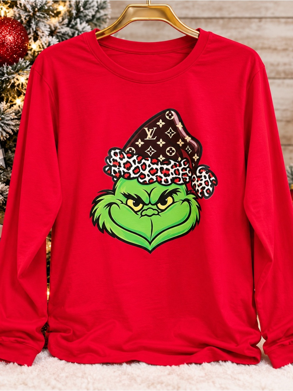 Red Grinch Graphic Long-Sleeve Shirt - Holiday Print